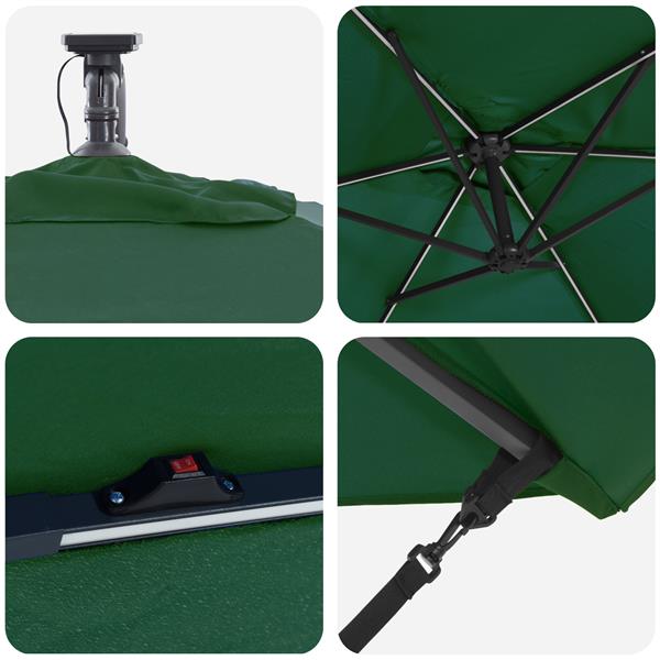 Grote foto vidaxl cantilever banana parasol met slot groen 294 x 200 x 254 cm tuin en terras overige tuin en terras