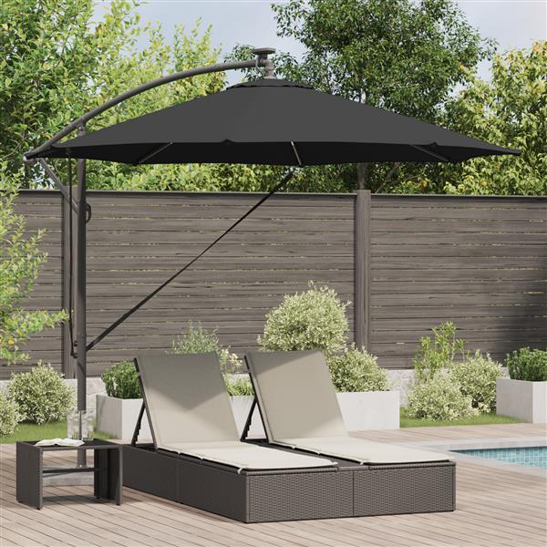 Grote foto vidaxl cantilever banana parasol met slot zwart 294 x 294 x 248 cm tuin en terras overige tuin en terras