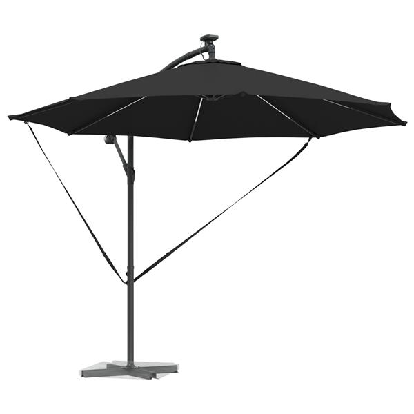Grote foto vidaxl cantilever banana parasol met slot zwart 294 x 294 x 248 cm tuin en terras overige tuin en terras