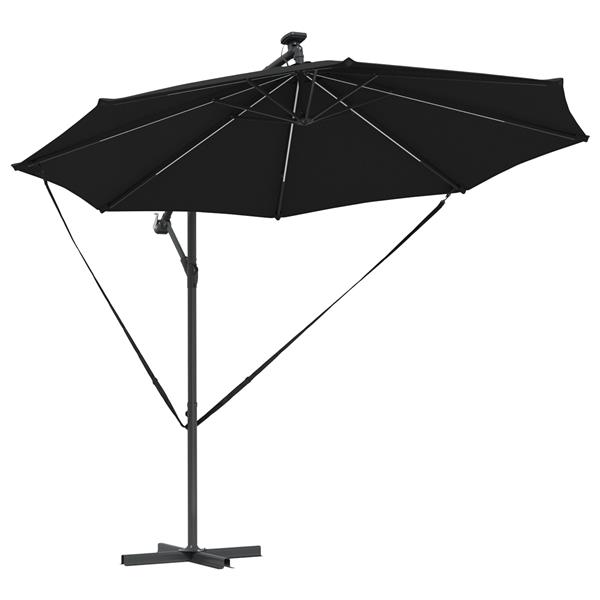 Grote foto vidaxl cantilever banana parasol met slot zwart 294 x 294 x 248 cm tuin en terras overige tuin en terras