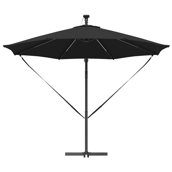 Grote foto vidaxl cantilever banana parasol met slot zwart 294 x 294 x 248 cm tuin en terras overige tuin en terras