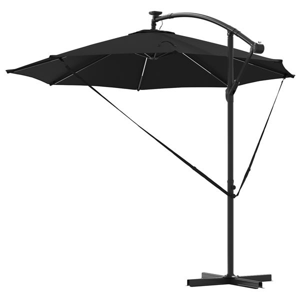 Grote foto vidaxl cantilever banana parasol met slot zwart 294 x 294 x 248 cm tuin en terras overige tuin en terras
