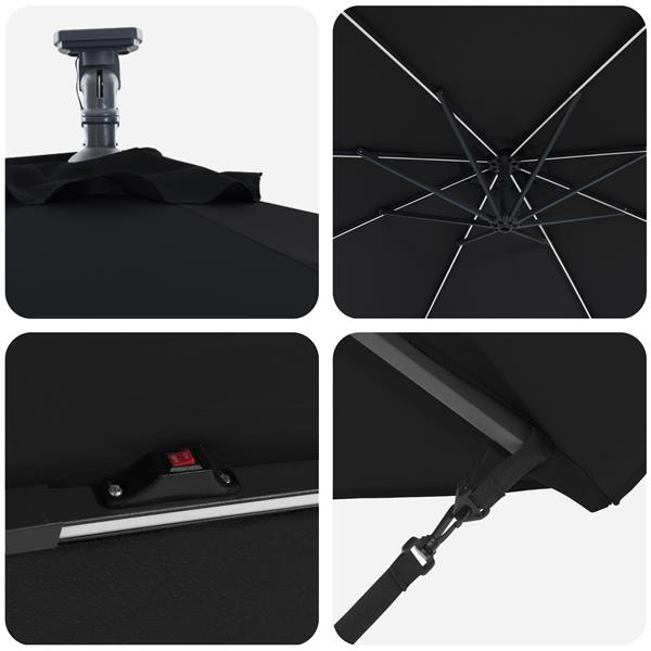 Grote foto vidaxl cantilever banana parasol met slot zwart 294 x 294 x 248 cm tuin en terras overige tuin en terras