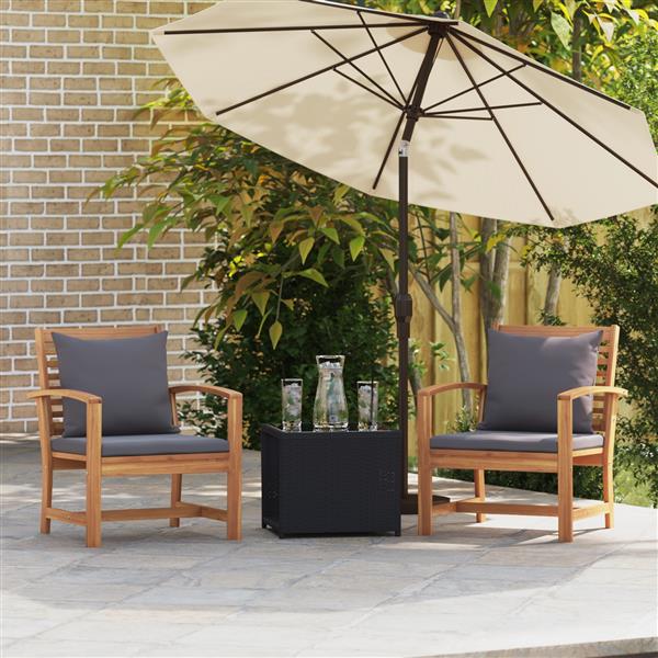 Grote foto vidaxl tuinstoelen 2 pcs bruin 60 x 65 x 76.5 cm massief teakhout tuin en terras tuinmeubelen