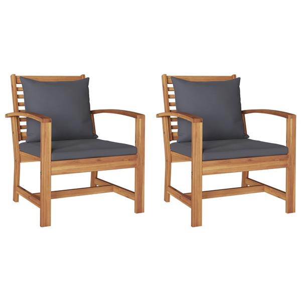 Grote foto vidaxl tuinstoelen 2 pcs bruin 60 x 65 x 76.5 cm massief teakhout tuin en terras tuinmeubelen