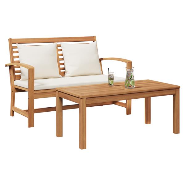 Grote foto vidaxl tuin sofa set 2 pcs bruin massief teakhout tuin en terras tuinmeubelen