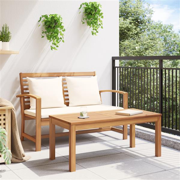 Grote foto vidaxl tuin sofa set 2 pcs bruin massief teakhout tuin en terras tuinmeubelen