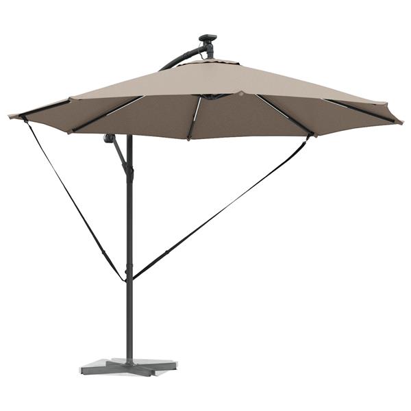 Grote foto vidaxl cantilever banana parasol met slot taupe 294 x 294 x 248 cm tuin en terras overige tuin en terras