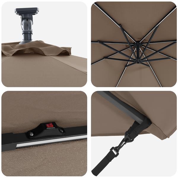 Grote foto vidaxl cantilever banana parasol met slot taupe 294 x 294 x 248 cm tuin en terras overige tuin en terras