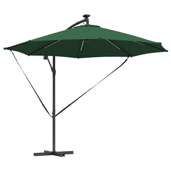 Grote foto vidaxl cantilever banana parasol met slot groen 294 x 294 x 248 cm tuin en terras overige tuin en terras