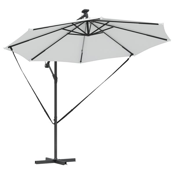 Grote foto vidaxl cantilever banana parasol met slot zand 294 x 294 x 248 cm tuin en terras overige tuin en terras