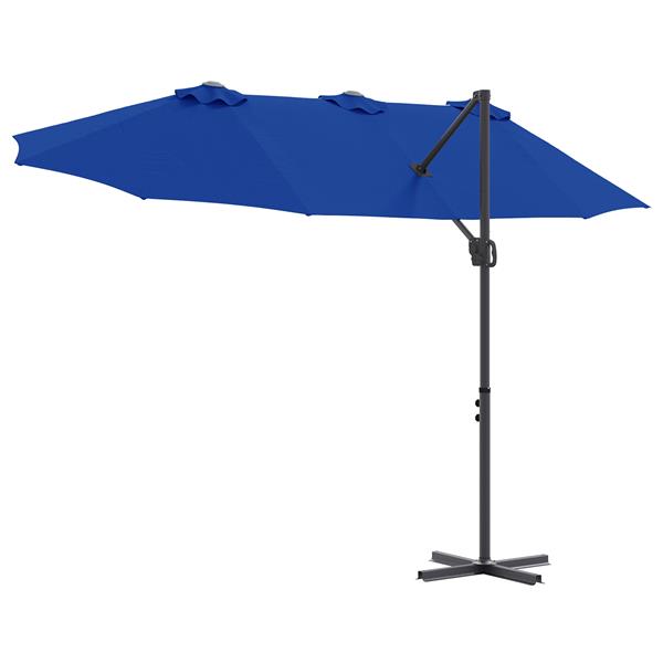 Grote foto vidaxl tuin cantilever parasol met slot azuurblauw 372 x 198 x 253 cm tuin en terras overige tuin en terras