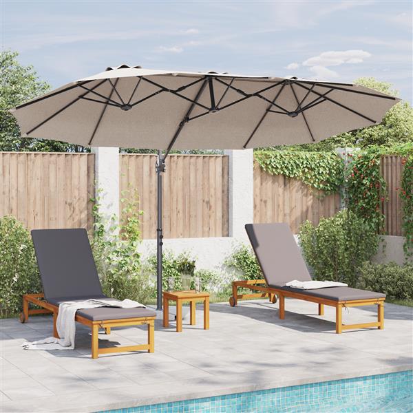 Grote foto vidaxl tuin cantilever parasol met slot taupe 372 x 198 x 253 cm tuin en terras overige tuin en terras