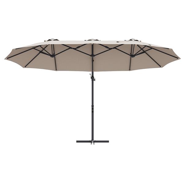Grote foto vidaxl tuin cantilever parasol met slot taupe 372 x 198 x 253 cm tuin en terras overige tuin en terras