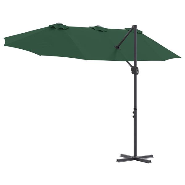 Grote foto vidaxl tuin cantilever parasol met slot groen 372 x 198 x 253 cm tuin en terras overige tuin en terras