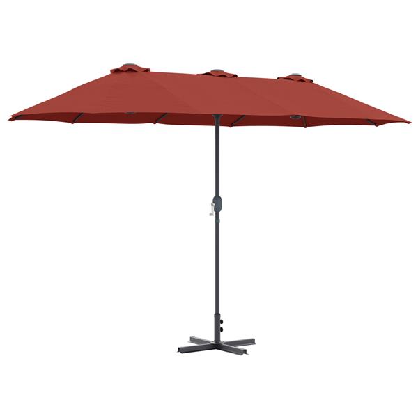Grote foto vidaxl tuinparasol terracotta 380 x 196 x 235 cm poedergecoat staal tuin en terras overige tuin en terras