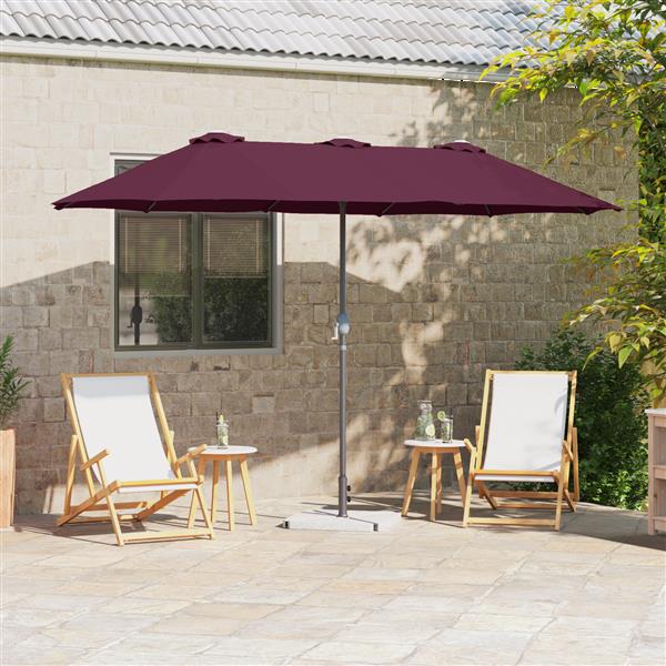 Grote foto vidaxl tuinparasol bordeauxrood 380 x 196 x 235 cm poedergecoat staal tuin en terras overige tuin en terras