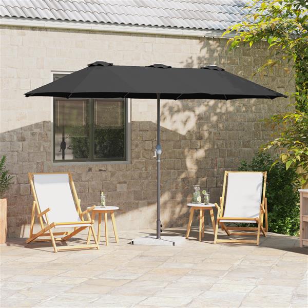 Grote foto vidaxl tuinparasol zwart 380 x 196 x 235 cm poedergecoat staal tuin en terras overige tuin en terras