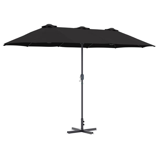 Grote foto vidaxl tuinparasol zwart 380 x 196 x 235 cm poedergecoat staal tuin en terras overige tuin en terras
