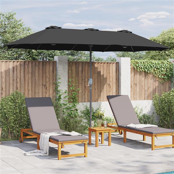 Grote foto vidaxl tuinparasol zwart 380 x 196 x 235 cm poedergecoat staal tuin en terras overige tuin en terras