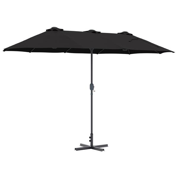 Grote foto vidaxl tuinparasol zwart 380 x 196 x 235 cm poedergecoat staal tuin en terras overige tuin en terras