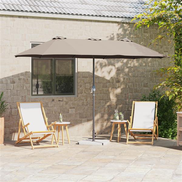 Grote foto vidaxl tuinparasol taupe 380 x 196 x 235 cm poedergecoat staal tuin en terras overige tuin en terras