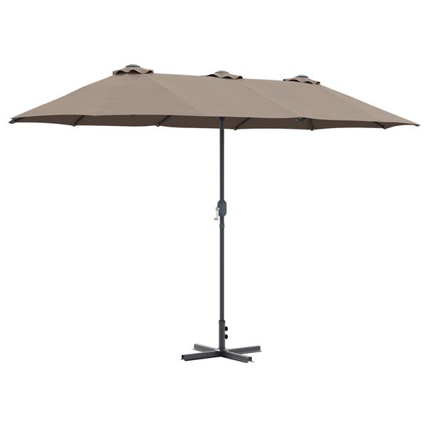 Grote foto vidaxl tuinparasol taupe 380 x 196 x 235 cm poedergecoat staal tuin en terras overige tuin en terras