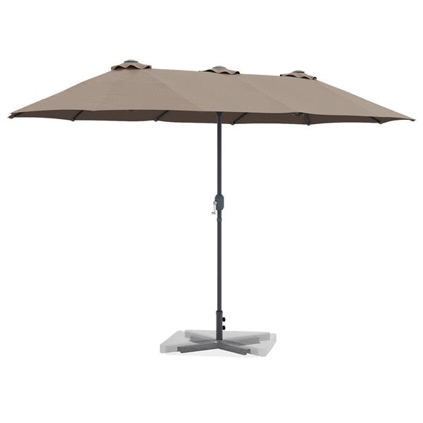 Grote foto vidaxl tuinparasol taupe 380 x 196 x 235 cm poedergecoat staal tuin en terras overige tuin en terras
