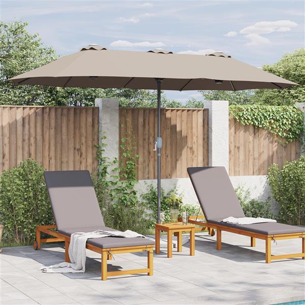 Grote foto vidaxl tuinparasol taupe 380 x 196 x 235 cm poedergecoat staal tuin en terras overige tuin en terras