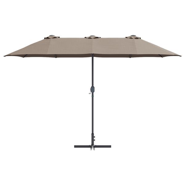 Grote foto vidaxl tuinparasol taupe 380 x 196 x 235 cm poedergecoat staal tuin en terras overige tuin en terras