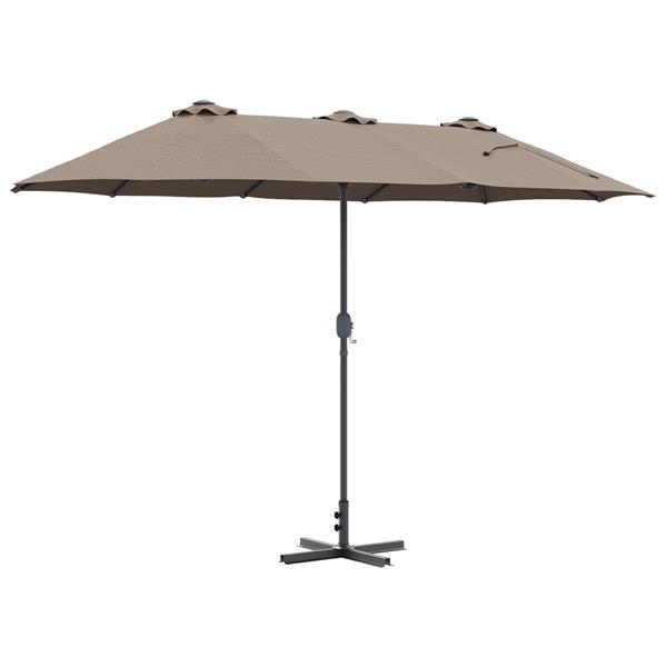 Grote foto vidaxl tuinparasol taupe 380 x 196 x 235 cm poedergecoat staal tuin en terras overige tuin en terras