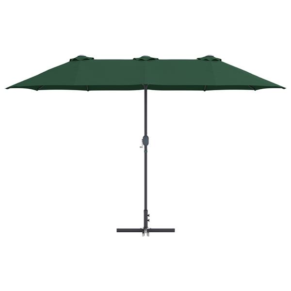 Grote foto vidaxl tuinparasol groen 380 x 196 x 235 cm poedergecoat staal tuin en terras overige tuin en terras
