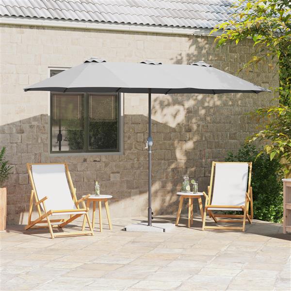 Grote foto vidaxl tuinparasol zand 380 x 196 x 235 cm poedergecoat staal tuin en terras overige tuin en terras