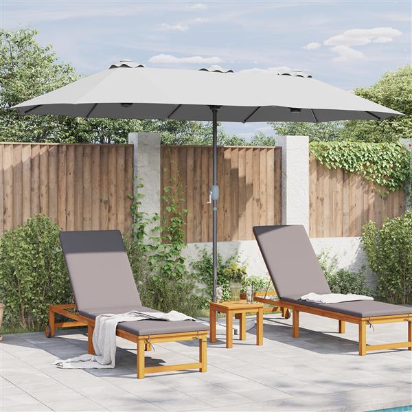 Grote foto vidaxl tuinparasol zand 380 x 196 x 235 cm poedergecoat staal tuin en terras overige tuin en terras