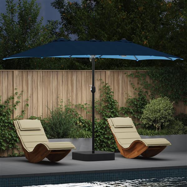 Grote foto vidaxl tuinparasol blauw 385 x 209 x 244 cm stof tuin en terras overige tuin en terras