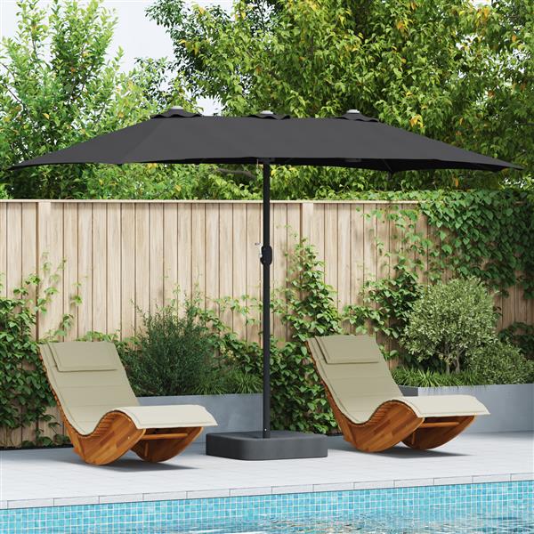 Grote foto vidaxl tuinparasol zwart 385 x 209 x 244 cm stof tuin en terras overige tuin en terras