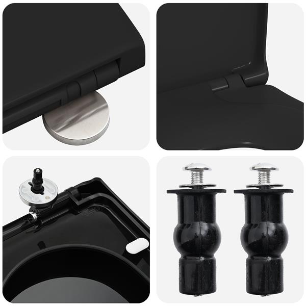 Grote foto vidaxl toiletzitting zwart 48 x 36.5 x 4.5 cm polypropyleen doe het zelf en verbouw sanitair