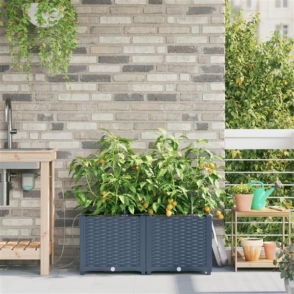 Grote foto vidaxl tuinfafiers 1 stuk basketweave met opslag grijs 40 x 40 x 126cm kunststof tuin en terras overige tuin en terras