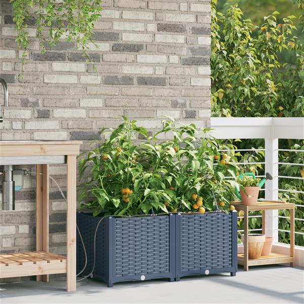 Grote foto vidaxl tuinfafiers 1 stuk basketweave met opslag grijs 40 x 40 x 126cm kunststof tuin en terras overige tuin en terras