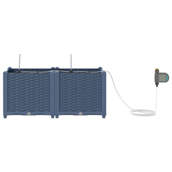 Grote foto vidaxl tuinfafiers 1 stuk basketweave met opslag grijs 40 x 40 x 126cm kunststof tuin en terras overige tuin en terras