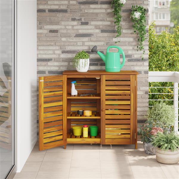 Grote foto vidaxl tuinkast met opslag met de deur bruin 78 x 36.5 x 78cm massief acaciahout huis en inrichting overige