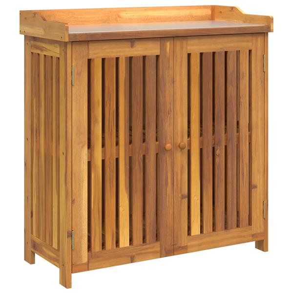 Grote foto vidaxl tuinkast met opslag met de deur bruin 78 x 36.5 x 78cm massief acaciahout huis en inrichting overige