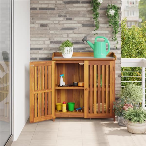 Grote foto vidaxl tuinkast met opslag met de deur bruin 78 x 36.5 x 78cm massief acaciahout huis en inrichting overige