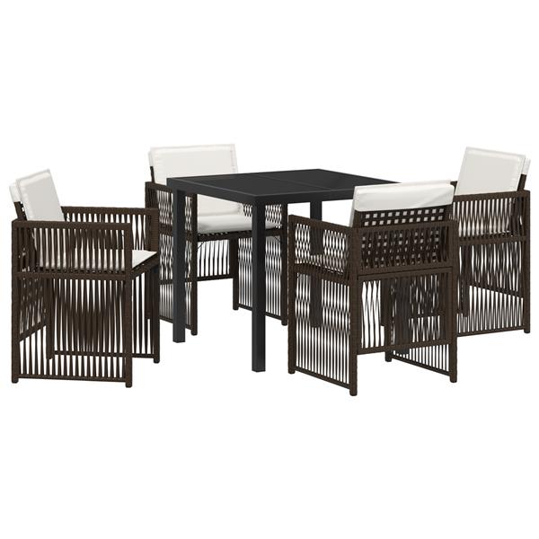 Grote foto vidaxl bruine tuin eetset 5 pcs bruin staal tuin en terras tuinmeubelen
