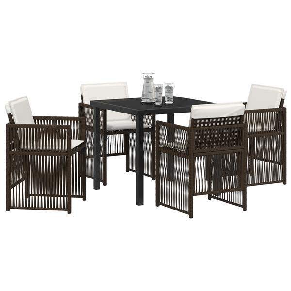 Grote foto vidaxl bruine tuin eetset 5 pcs bruin staal tuin en terras tuinmeubelen