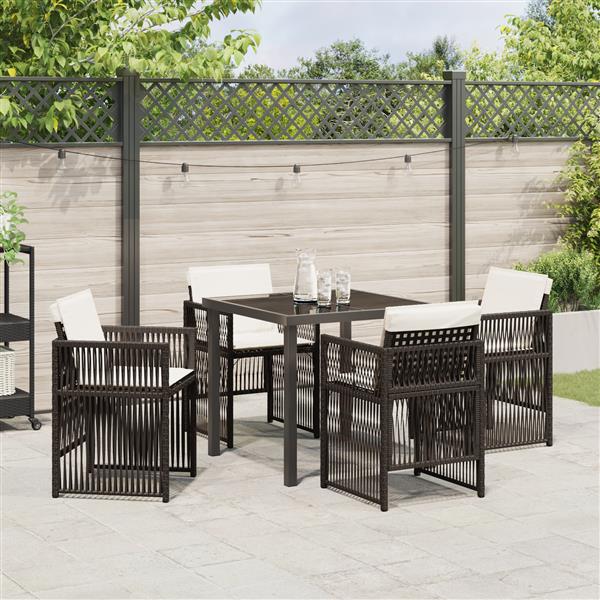 Grote foto vidaxl bruine tuin eetset 5 pcs bruin staal tuin en terras tuinmeubelen