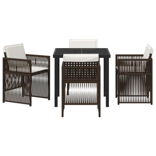 Grote foto vidaxl bruine tuin eetset 5 pcs bruin staal tuin en terras tuinmeubelen