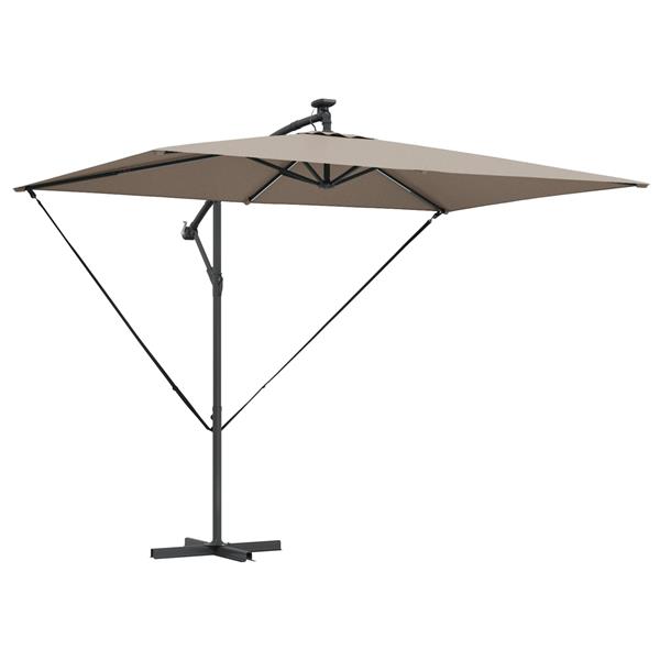 Grote foto vidaxl cantilever banana parasol met slot taupe 294 x 200 x 254 cm tuin en terras overige tuin en terras