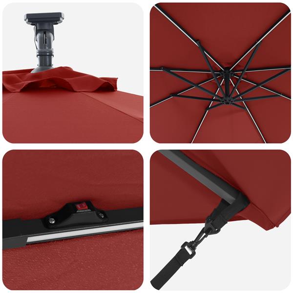 Grote foto vidaxl cantilever banana parasol terracotta 294 x 294 x 248 cm tuin en terras overige tuin en terras