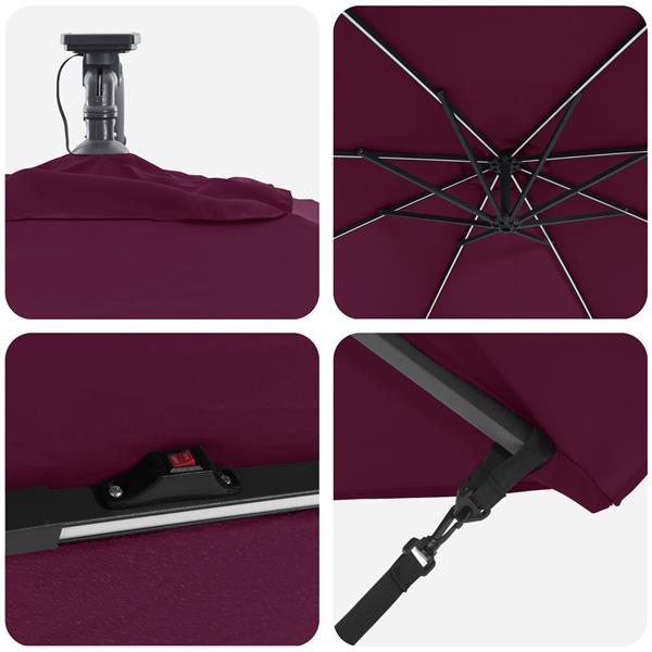 Grote foto vidaxl cantilever banana parasol bordeauxrood 294 x 294 x 248 cm tuin en terras overige tuin en terras